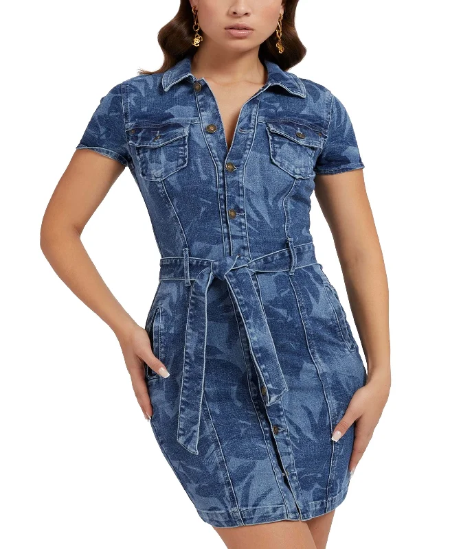 Huge Discounts Guess Womens Stella Printed Denim Dress