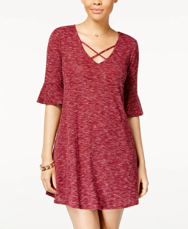 Midnight Madness Juniors' Bell-Sleeve Crisscross-Neck Dress