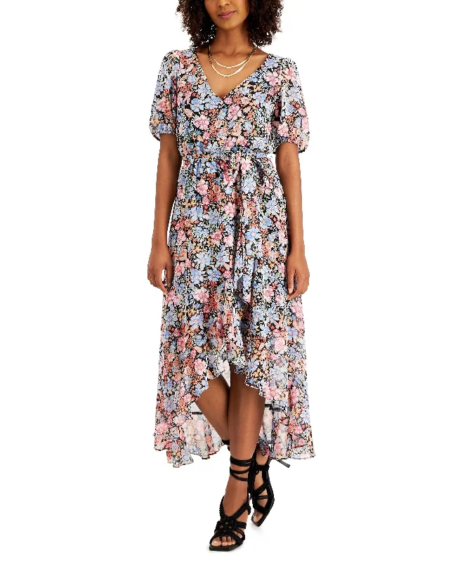 Savings Galore INC International Concepts Printed Ruffled Faux-Wrap Dress