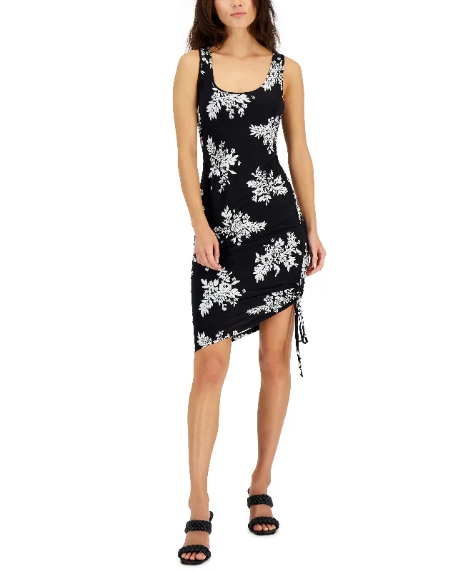 Deal Frenzy INC International Concepts Womens Printed Side Ruched Dress