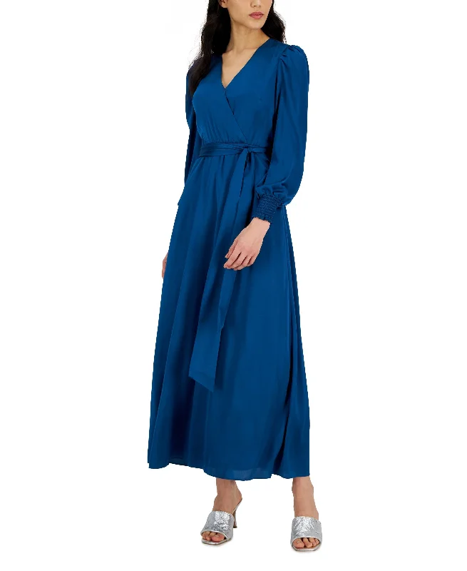 Loyalty Reward Inc International Concepts Womens Surplice-Neck Smocked-Cuff Maxi Dress Loyalty Reward Inc International Concepts Womens Surplice-Neck Smocked-Cuff Maxi Dress