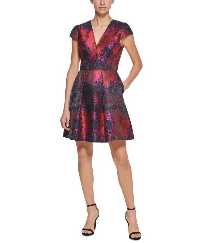 TIME-Limited Offer Jacquard Cap Sleeve Fit & Flare Dress