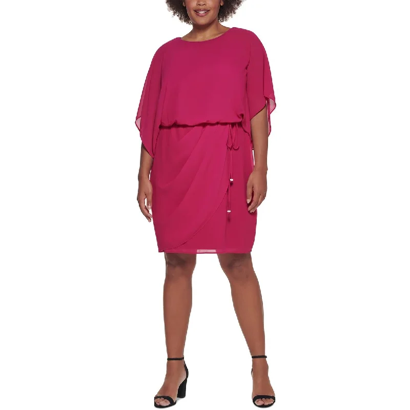 Don’t Miss Out Jessica Howard Womens Plus Chiffon Draped Midi Dress