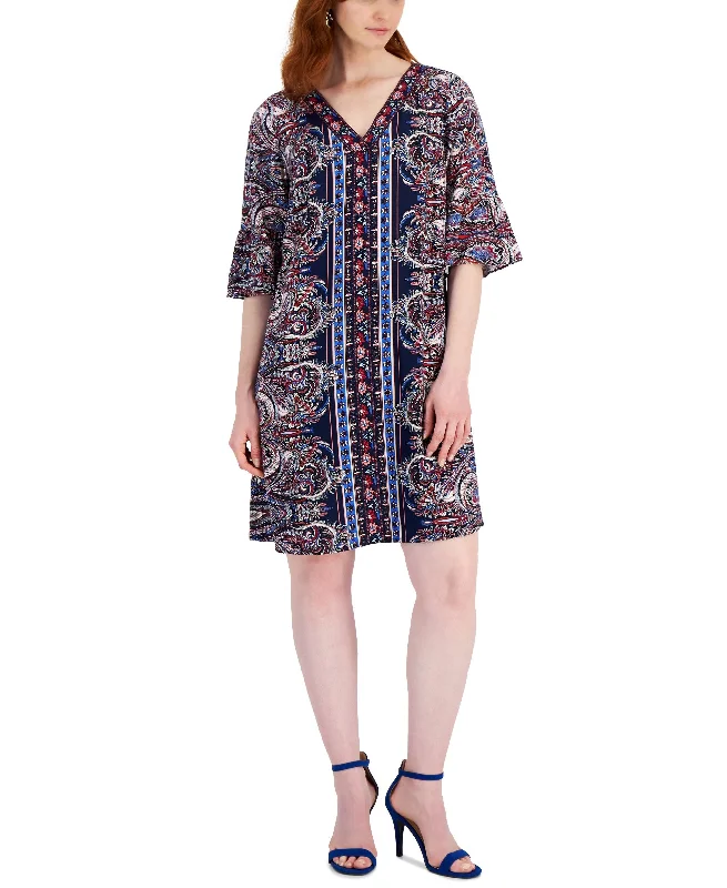 Big Discounts JM Collection Womens Bellisima Printed Ruffle Sleeve Dress