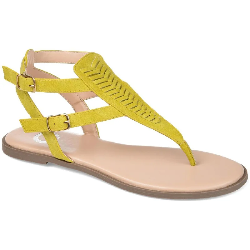 One-DAY Sale Journee Collection Womens Harmony Thong Ankle Strap Flats