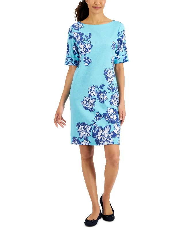 Year-End Sale Karen Scott Womens Holiday Floral Printed Dress