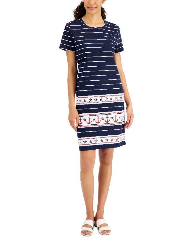 Deal of the Day Karen Scott Womens Striped Printed Dress