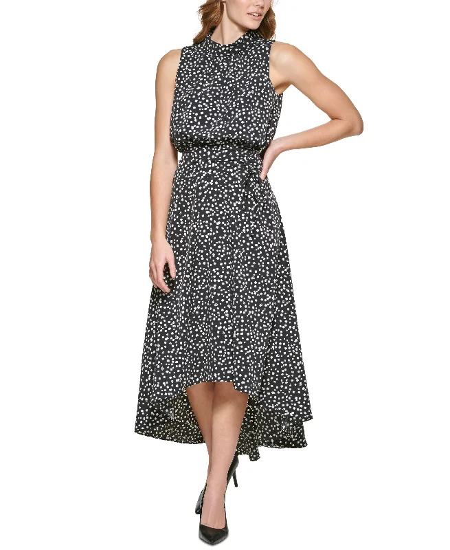 Limited Availability Karl Lagerfeld Paris Printed Mock Neck Maxi Dress