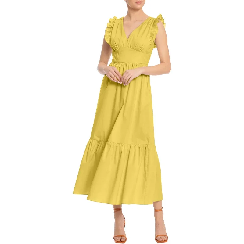Bargain Prices Maggy London Women's Poplin Ruffled V-Neck Maxi Dress