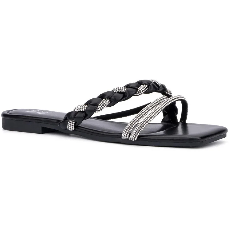 Year-End Sale New York & Company Womens Alessia  Dressy Slip On Slide Sandals