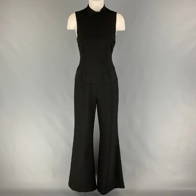 Can't Miss NICOLE MILLER Size 8 Black Polyester Blend Wide Leg Jumpsuit