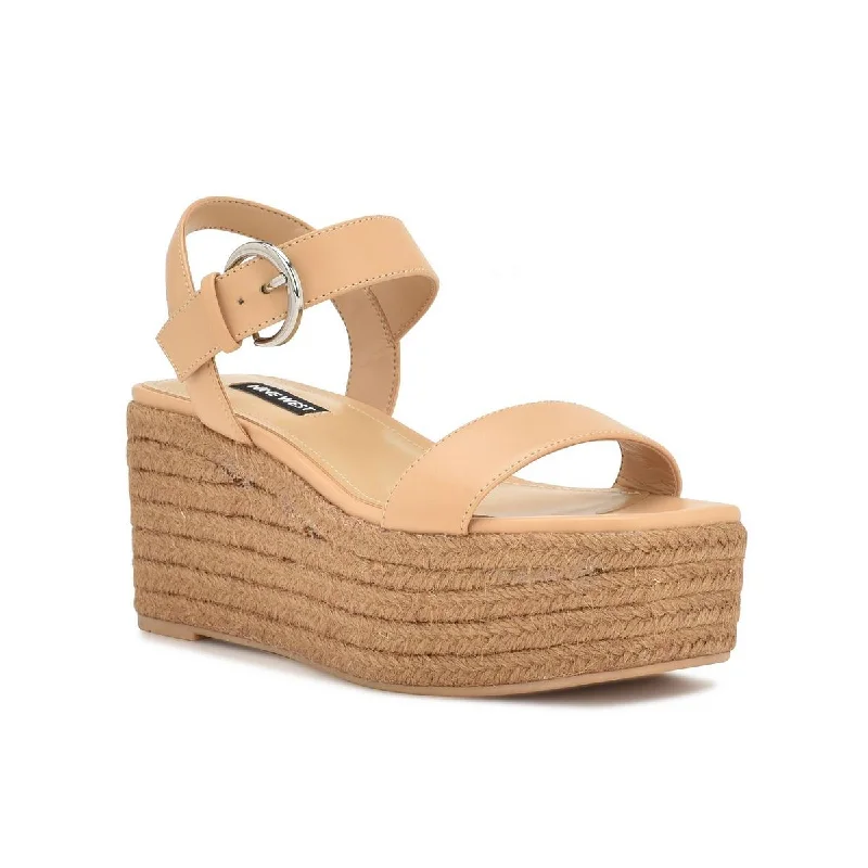 Don't Miss Nine West Womens Nillo 3 Faux Leather Ankle Strap Platform Sandals