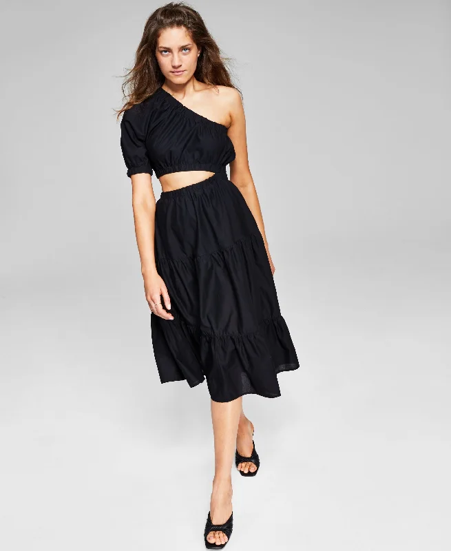 Price Cut Now This Womens Cotton Cutout One Shoulder Dress
