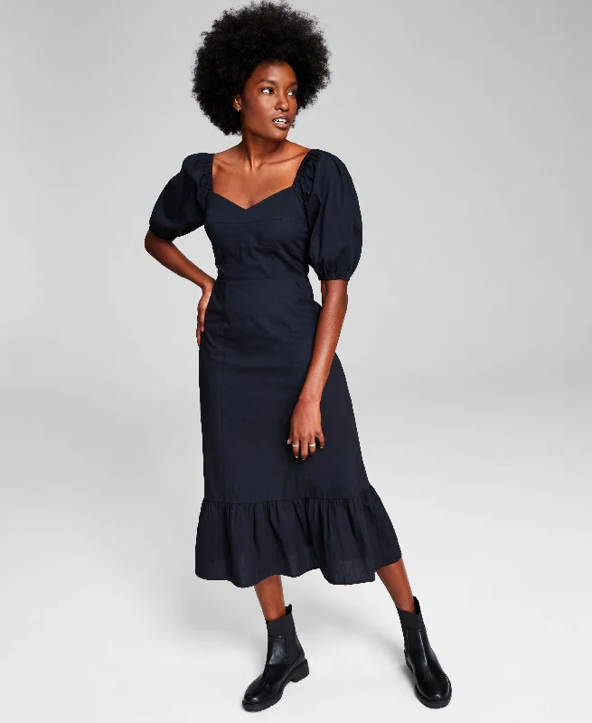 Major Savings Now This Womens Puff Sleeve Midi Dress