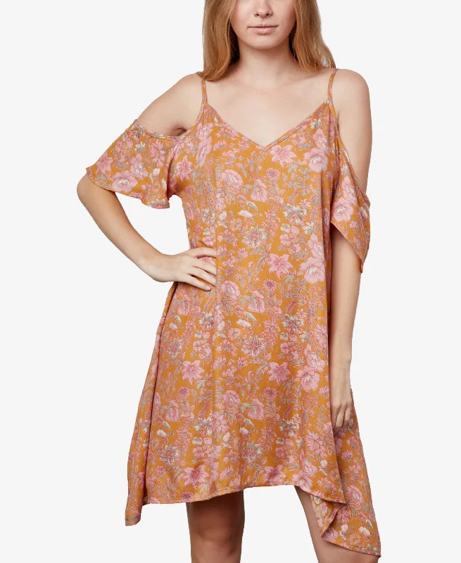 Limited Availability Juniors' Lido Printed Cold-Shoulder Dress