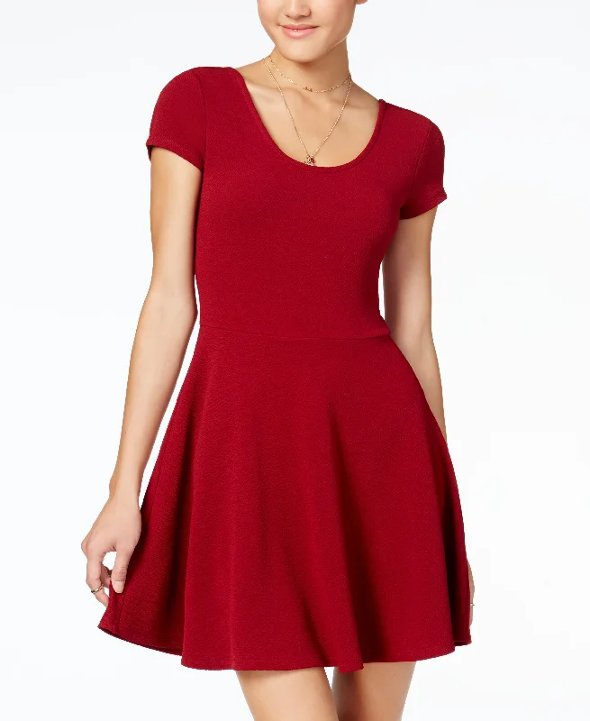 Stock Clearance Juniors' Cap-Sleeve Textured Fit & Flare Dress