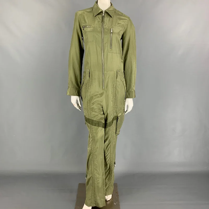 Extra Savings POLO by RALPH LAUREN Size 8 Moss Silk Cotton Jumpsuit