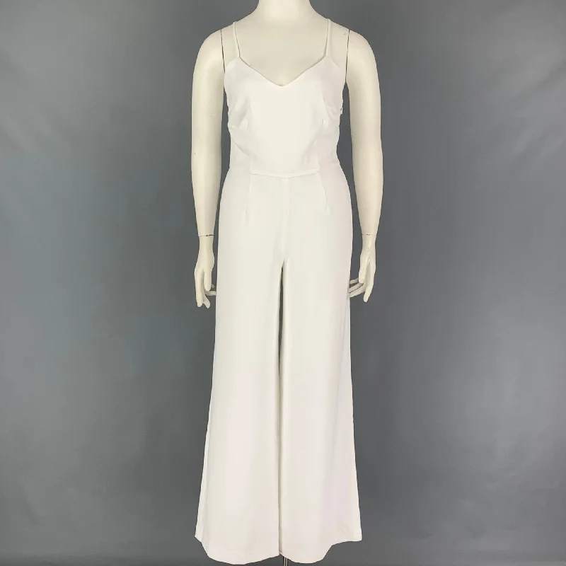 Seasonal Clearance POLO by RALPH LAUREN Size 8 White Polyester Halter Jumpsuit