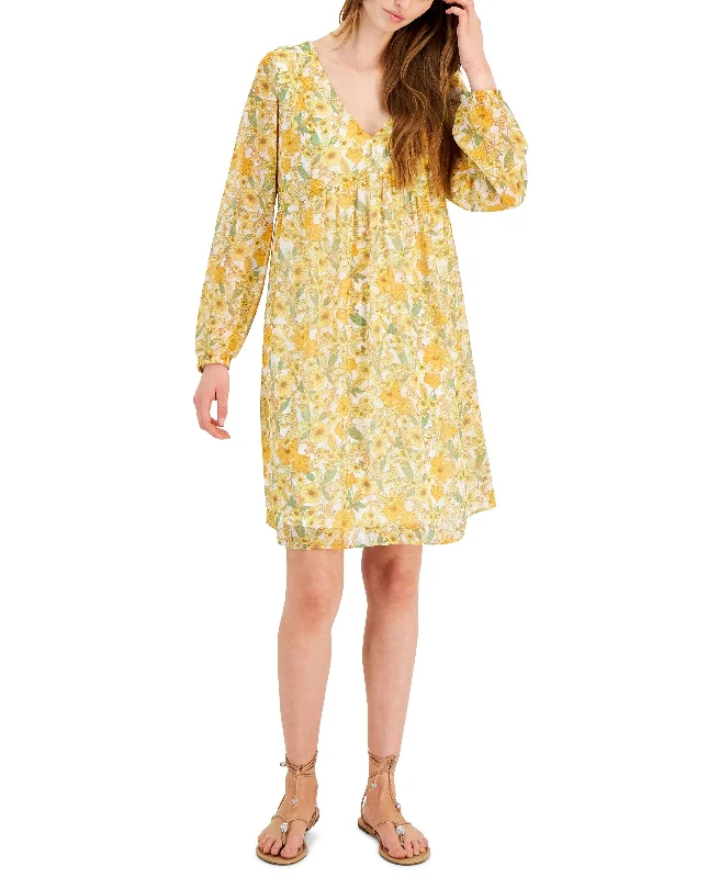 Steals and Deals Printed Empire-Waist Bow-Back Dress