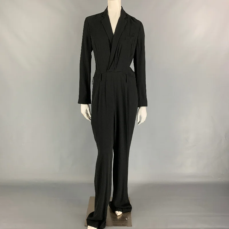 Overstock RALPH LAUREN Collection Size 8 Black Viscose Acetate Jumpsuit