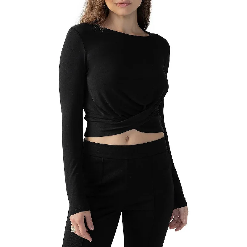 Deal of the Week Sanctuary Womens Keep It Sleek Drapey Twist Hem Blouse