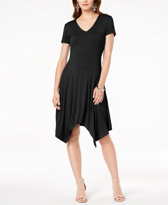 Value Deals I.N.C. Short-Sleeve Handkerchief-Hem Dress