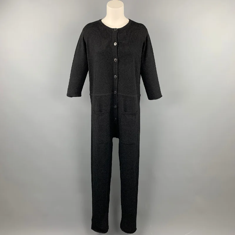 Online Specials SISTER Size M Black Knit Patch Pocket Overalls