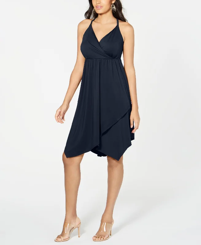 Overstock Solid Crisscross Ring Dress