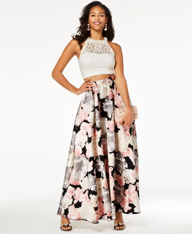 Daily Deals Speechless Juniors Embellished Lace Printed 2 Pc. Gown