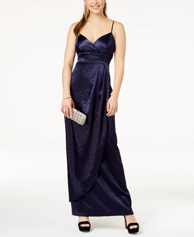 Can't Be Beat Teeze Me Juniors Satin Spaghetti Strap Gown