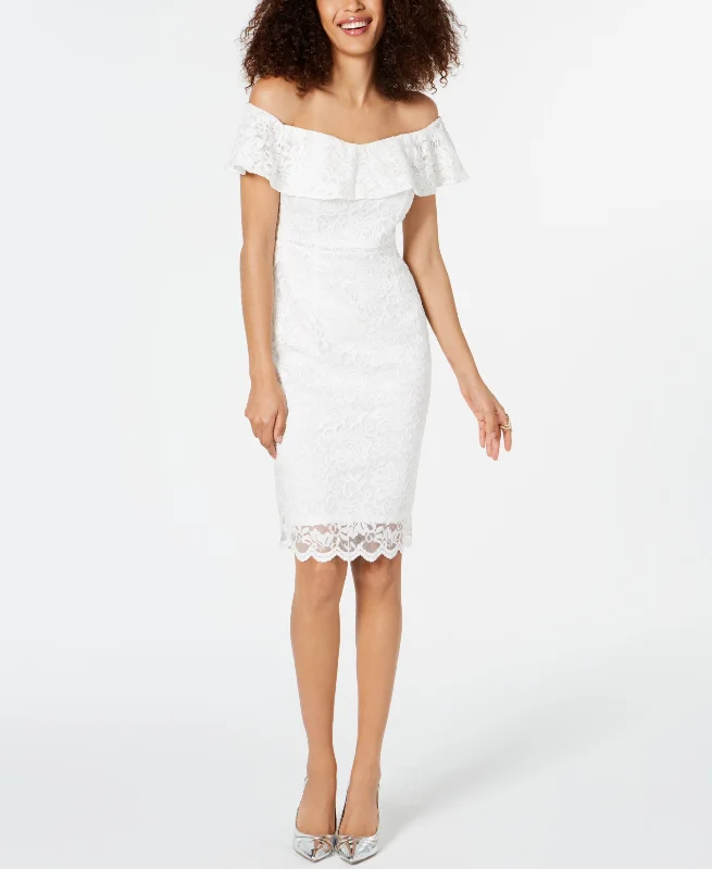 Act Fast Off-The-Shoulder Lace Dress