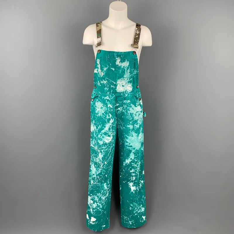 Fantastic Offers TIME AND PLACE Size M Green & White Paint Splattered Cotton Overalls