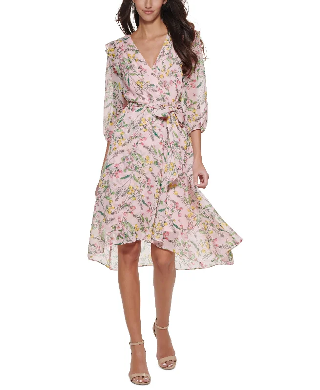 Price Cut Tommy Hilfiger Printed Balloon-Sleeve Faux-Wrap Dress