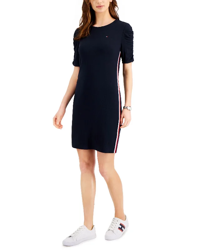 Time-Limited Offer Tommy Hilfiger Ribbed Puff Sleeve Dress