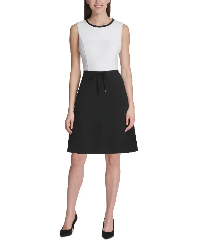 Referral Discount Tommy Hilfiger Tie Waist Scuba Crepe Dress