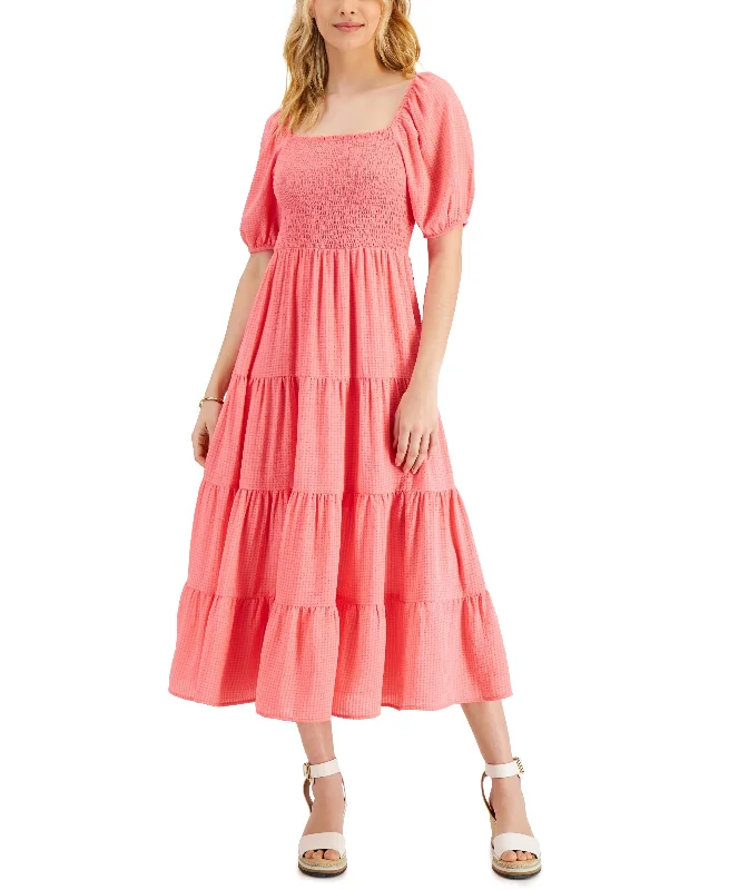 Super Sale Tommy Hilfiger Womens Smocked Midi Dress