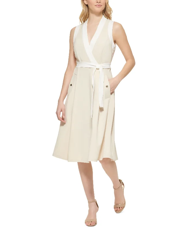 Can't Miss Tommy Hilfiger Womens Surplice Calf Midi Dress