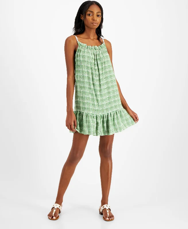 Today’s Deal Tommy Jeans Womens Plaid Trapeze Dress