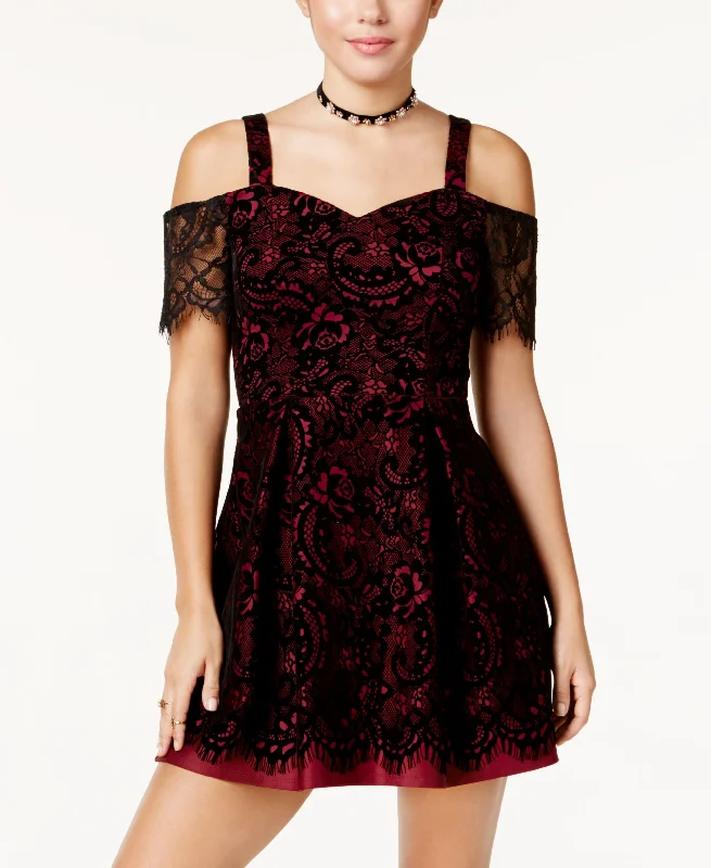 Midnight Madness Trixxi Juniors Flocked Fit Flare Dress
