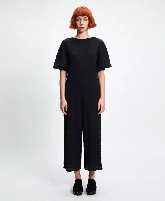 Daily Deals Venus Jumpsuit Puffy Sleeves Black