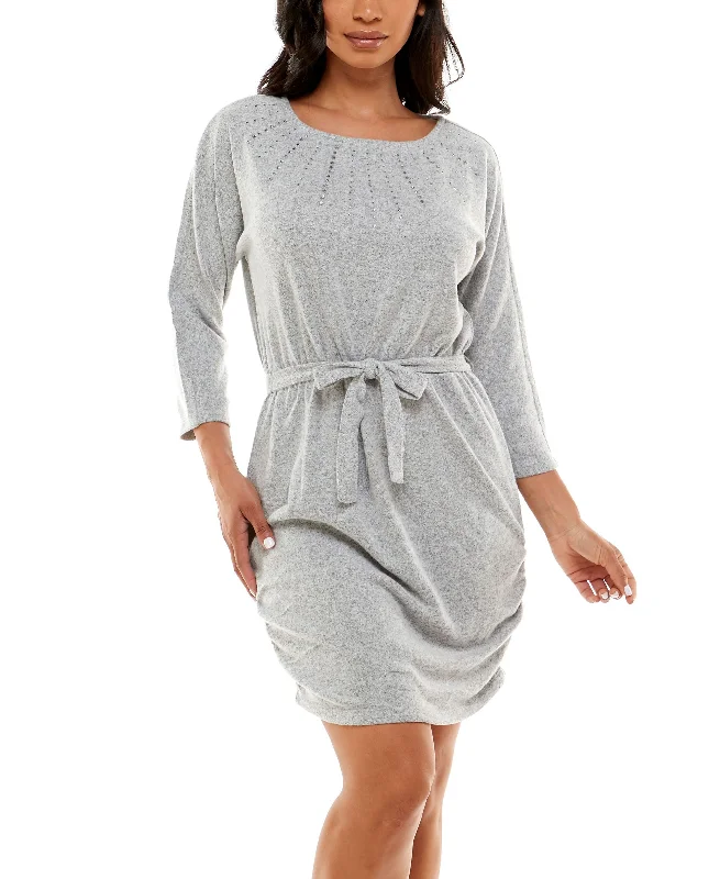 Quick Sale Women's 3/4 Dolman Sleeve with Rhinestones Hacci Dress