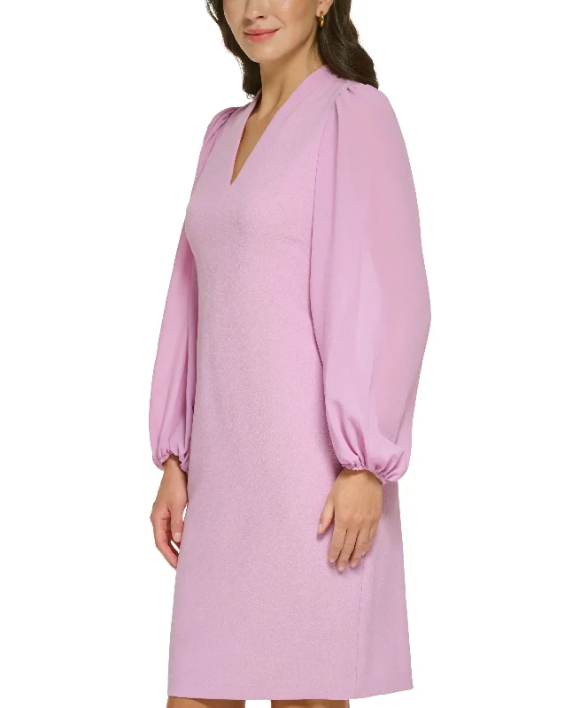 Incredible Offers Women's Balloon-Sleeve Mixed-Media Dress