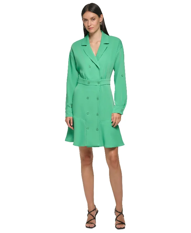 Huge Discounts Women's Button Ruffled Blazer Dress