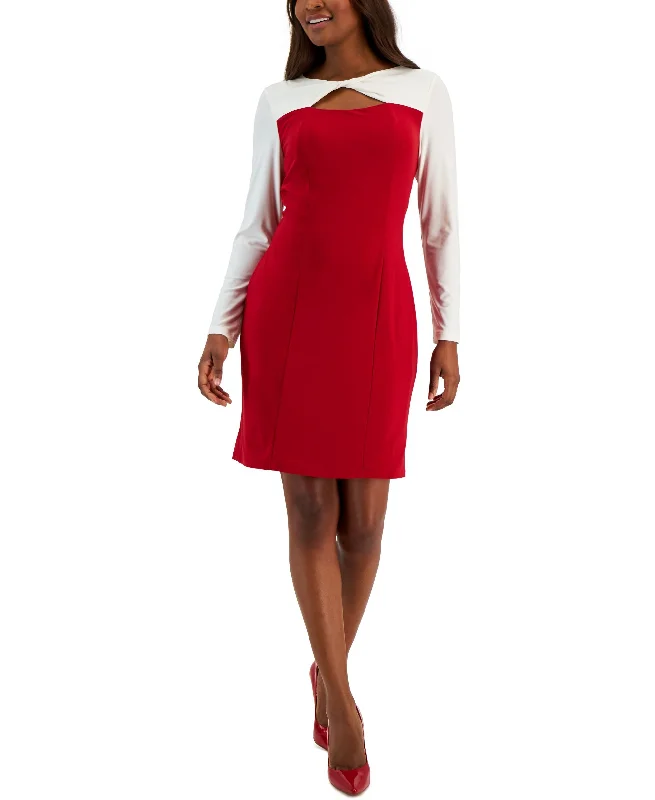 Special Offer Women's Colorblock Knot-Neck Bodycon Dress