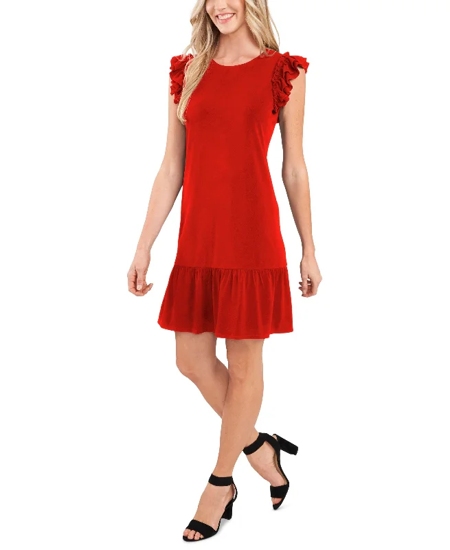 Unbeatable Prices Women's Flutter-Sleeve Ruffled-Hem Shift Dress