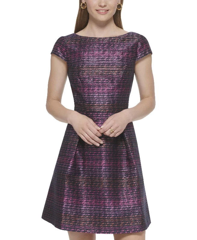 Lowest Price Women's Metallic Jacquard Fit & Flare Dress