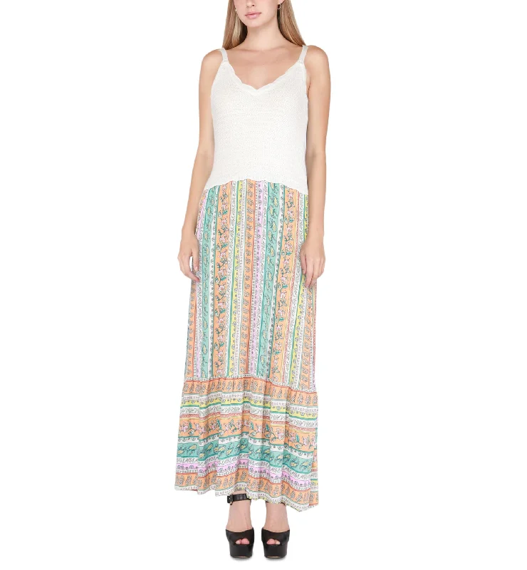 Exclusive Access Women's Mixed Materials Sleeveless Maxi Dress