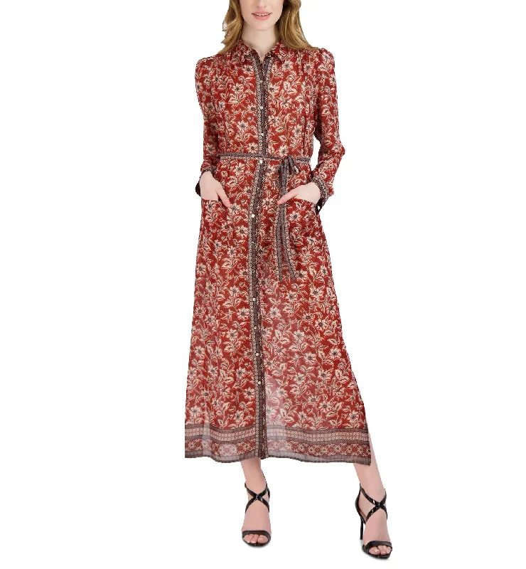 Low Prices Women's Printed Maxi Shirtdress