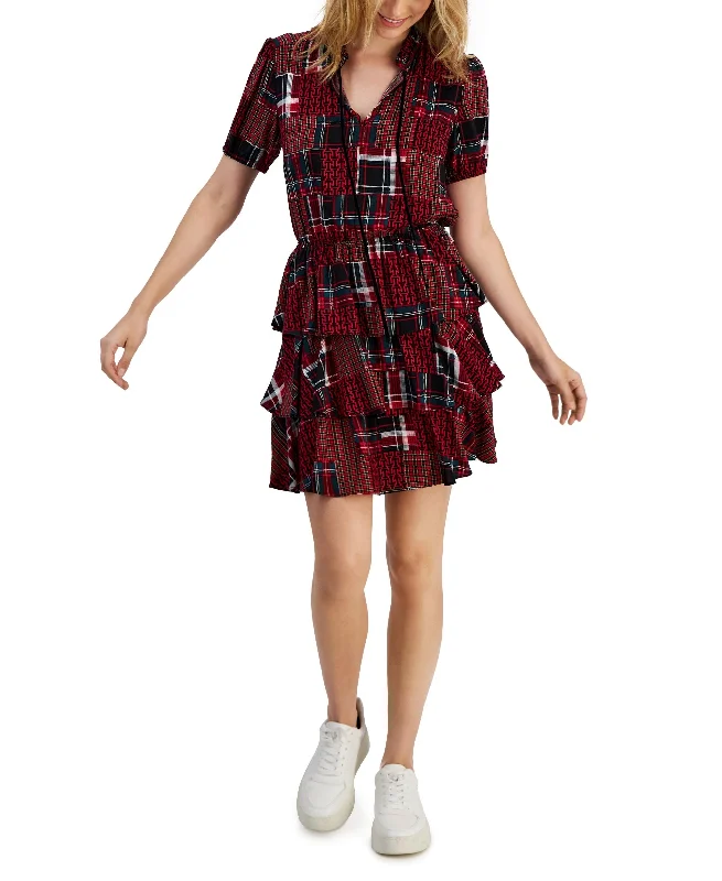 Buy More, Save More Women's Short-Sleeve Patchwork Mini Dress