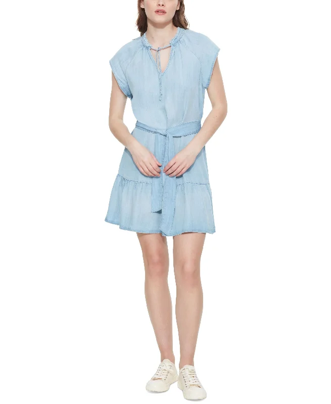 Special Buy Women's Short-Sleeve Tie-Waist Mini Dress